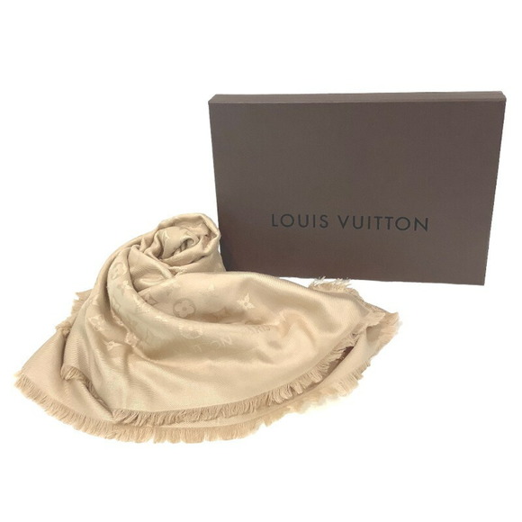 LOUIS VUITTON [] shawl monogram large scarf beige 400505 with box and thread - Picture 2 of 6